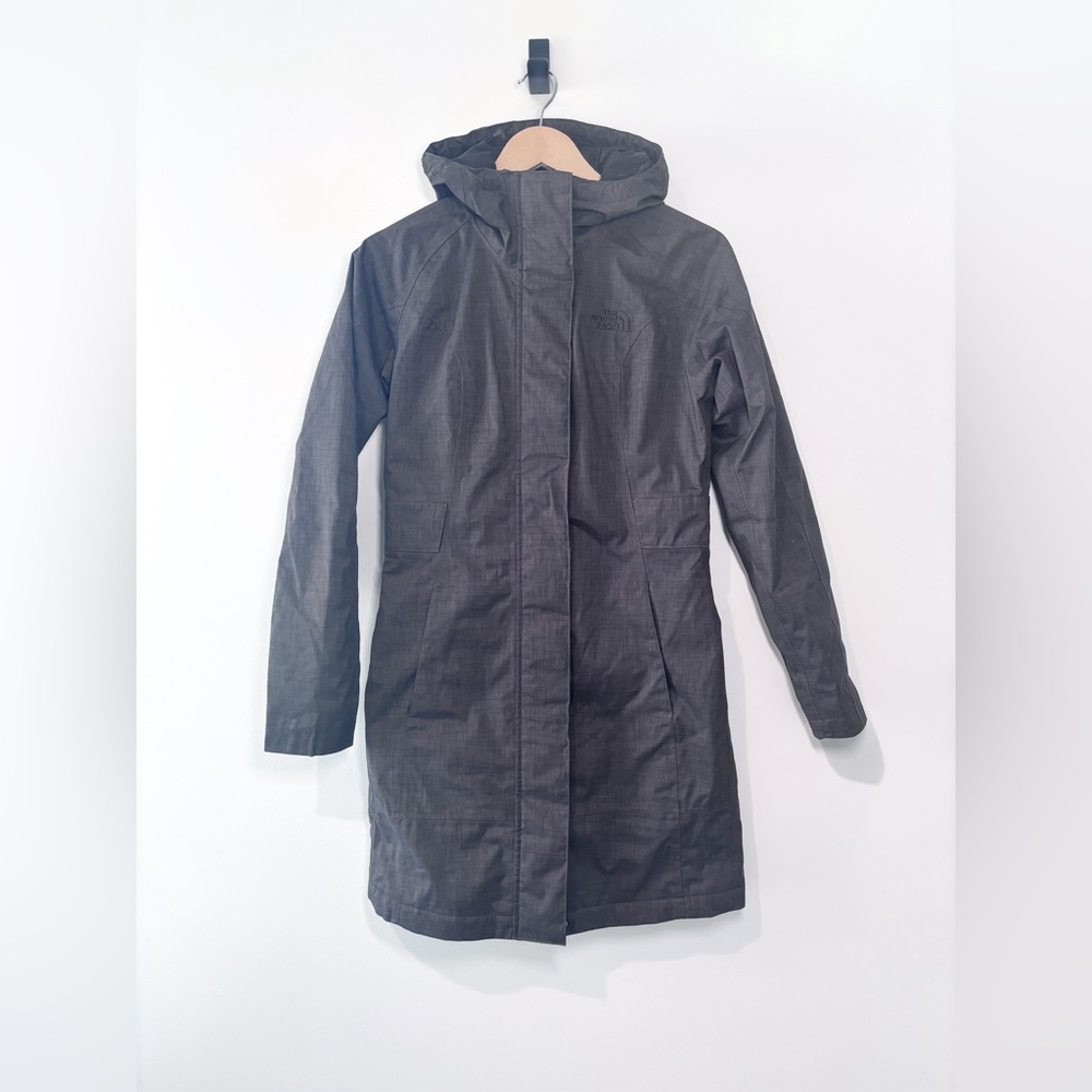 The North Face Women’s Hooded Longline Parka Jacket XS Gray Waterproof Raincoat